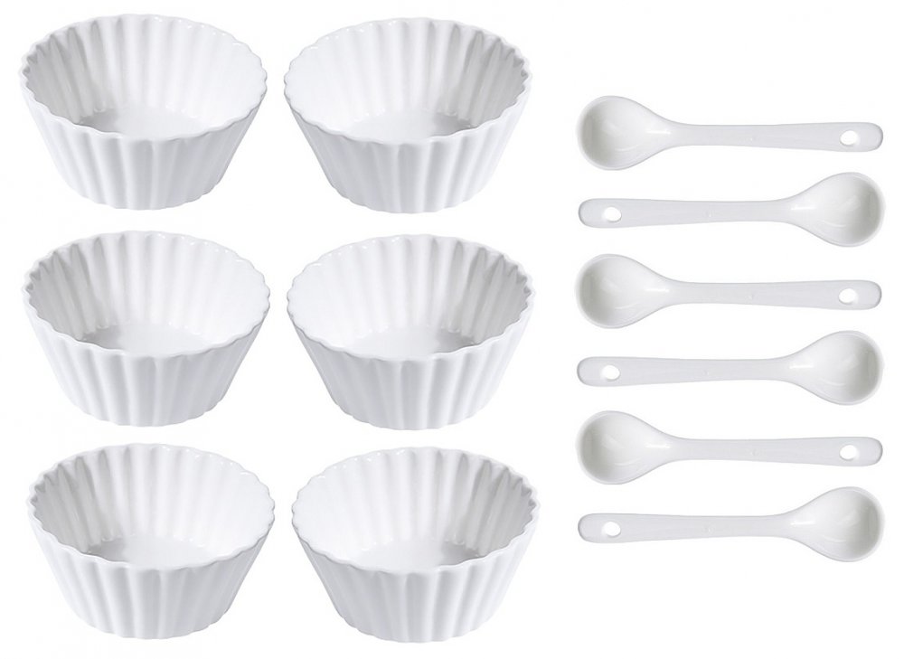 EXCELLENT HOUSEWARE Sada porcelánových misek se lžičkou 12 ks vlnovka úzká KO-798000050vluz