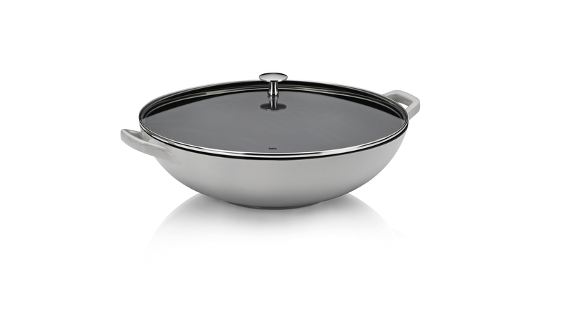 KELA Wok litinový s poklicí CALIDO 36 cm šedá KL-12610