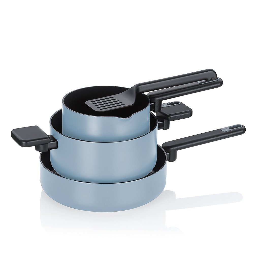 Product detail of Sada hrnců Mira s keramickým povrchem 5 ks, kouřově modrá
 KL-15200