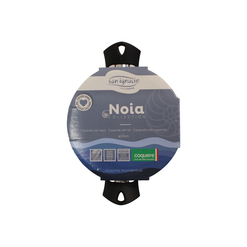 SAN IGNACIO Kastrol s poklicí a nepřilnavým povrchem NOIA 24 cm modrá BGEU-6961 - thumb (3)