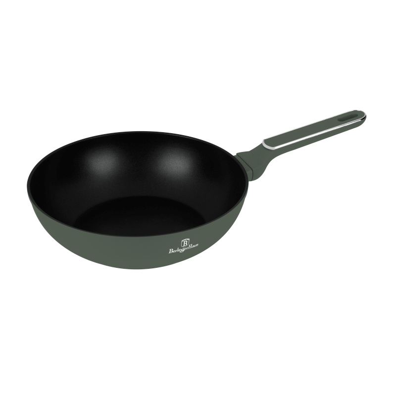 BERLINGERHAUS Pánev wok s poklicí a titanovým povrchem 28 cm Matte Green Collection BH-8159