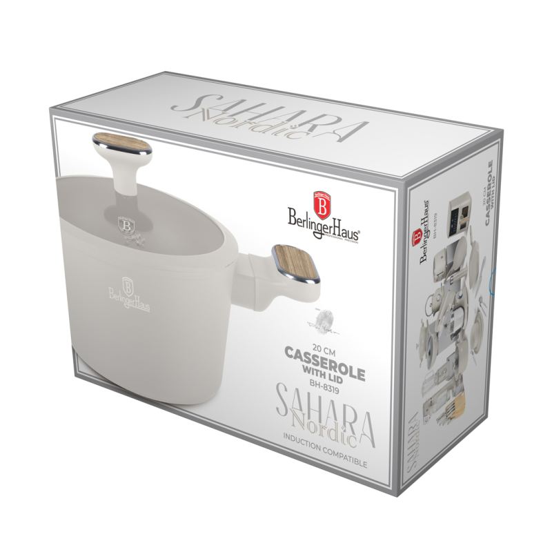 BERLINGERHAUS Kastrol s titanovým povrchem a poklicí 20 cm Sahara Nordic Collection BH-8319