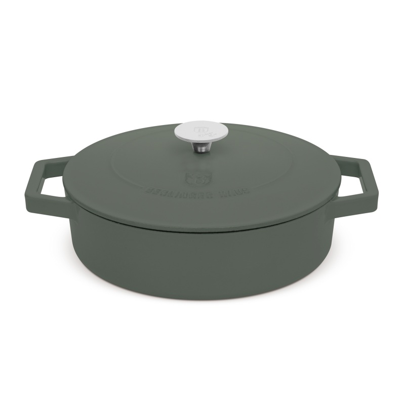 BERLINGERHAUS Pánev hluboká se smaltovaným povrchem a poklicí 26 cm litinová Matte Green Collection BH-6262
