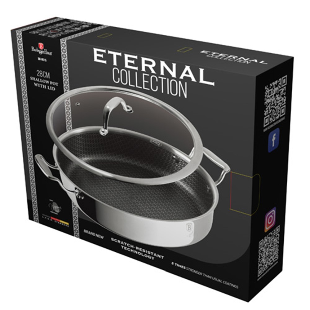 BERLINGERHAUS Kastrol nerezový s nepřilnavým povrchem a poklicí 28 cm Eternal Collection BH-8515