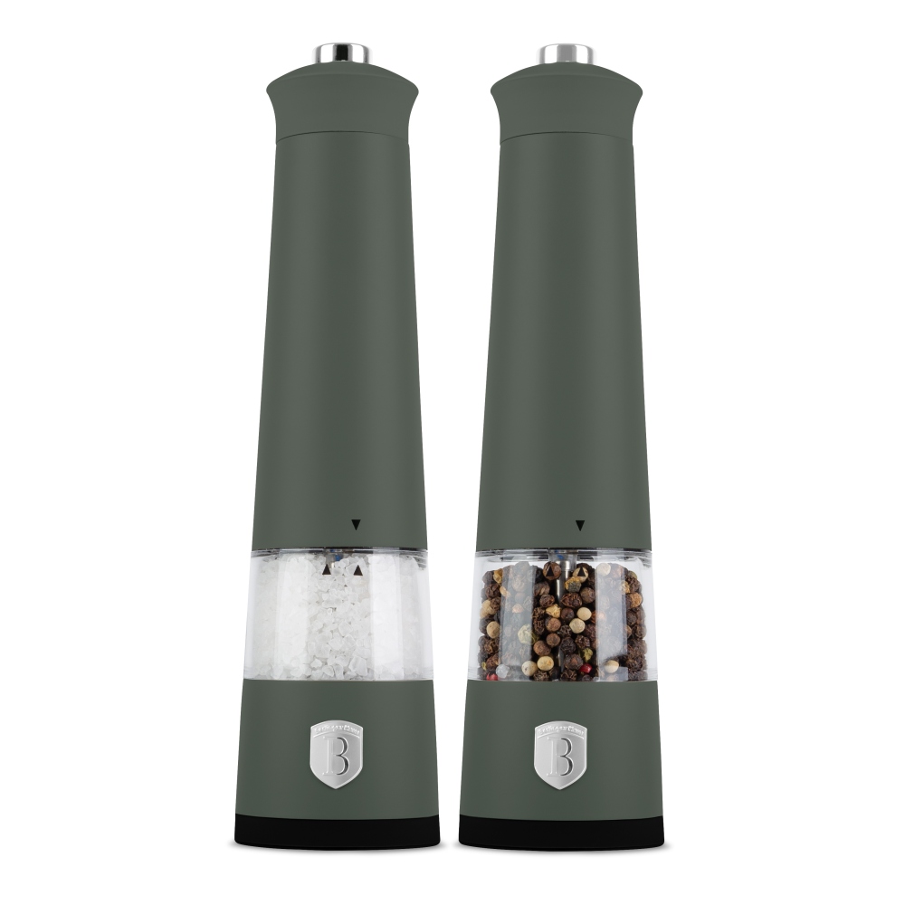 BERLINGERHAUS Mlýnek na pepř a sůl elektrický sada 2 ks Matte Green Collection BH-9885