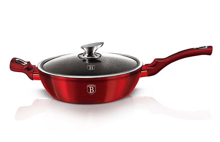 BERLINGERHAUS Panvica hlboká s mramorovým povrchom a pokrievkou 32 cm Burgundy Metallic Line BH-1261