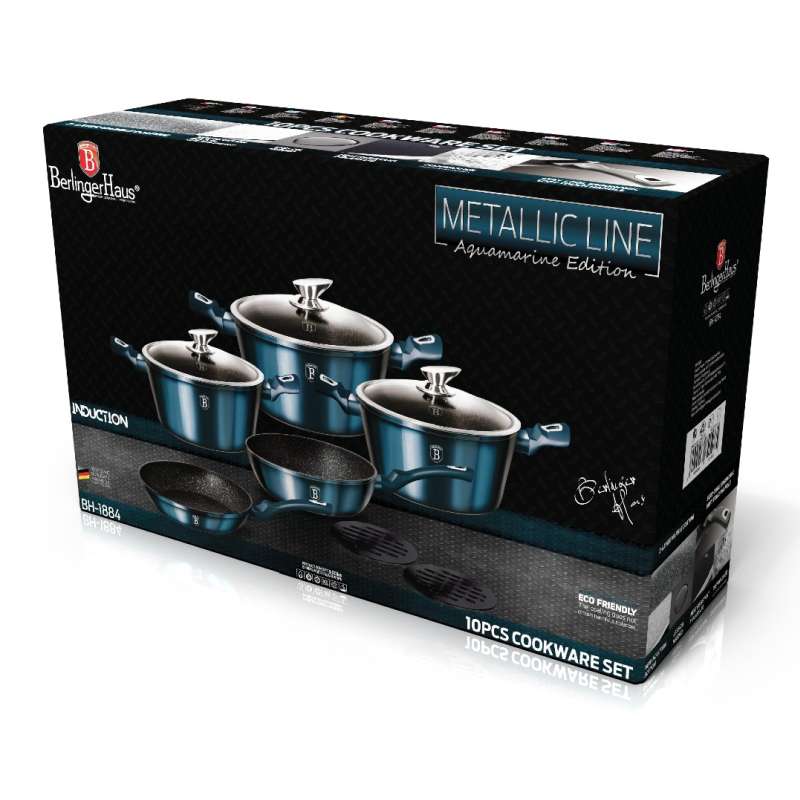 BERLINGERHAUS Sada nádobí s mramorovým povrchem 10 ks Aquamarine Metallic Line BH-1884 - thumb (6)