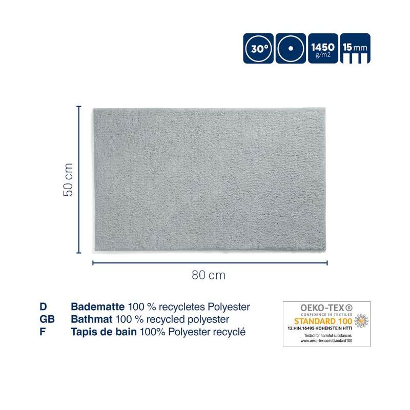 KELA Koupelnová předložka Maja 100% polyester jade zelená 80,0x50,0x1,5cm KL-23551