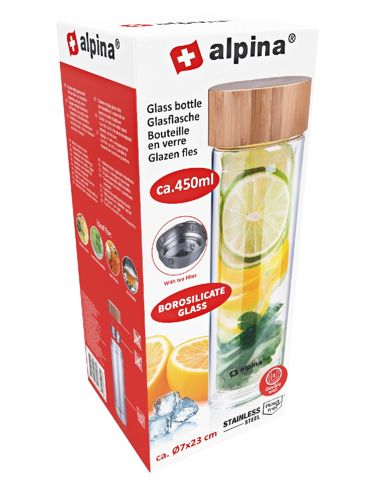 ALPINA Skleněná láhev termoska borosilikátové sklo 450 ml ED-226751 - thumb (3)