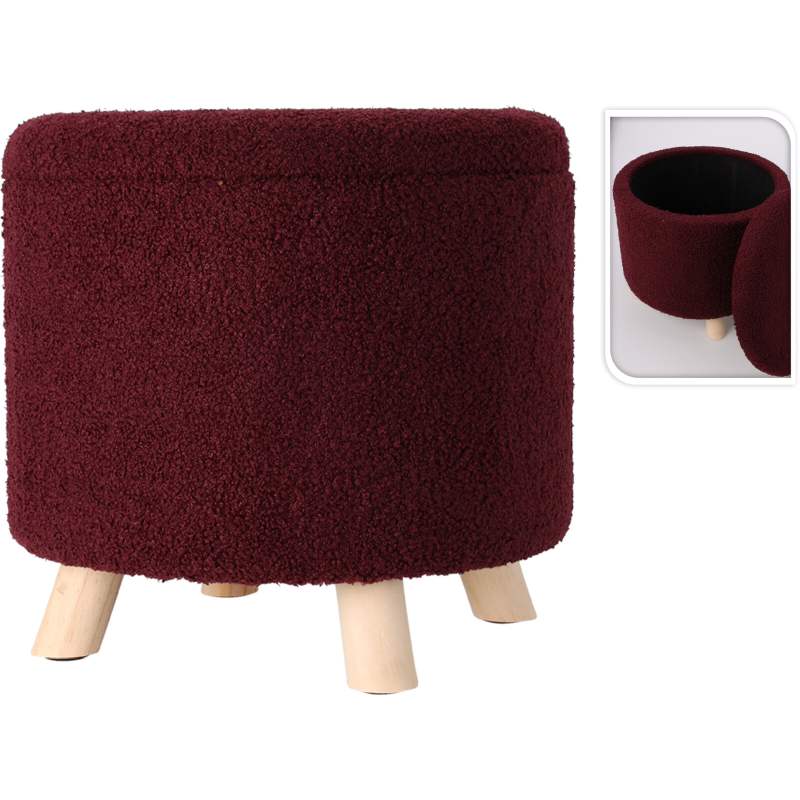 EXCELLENT HOUSEWARE Plyšový taburet s úložným prostorem 40 x 37 cm červená KO-AAK400230