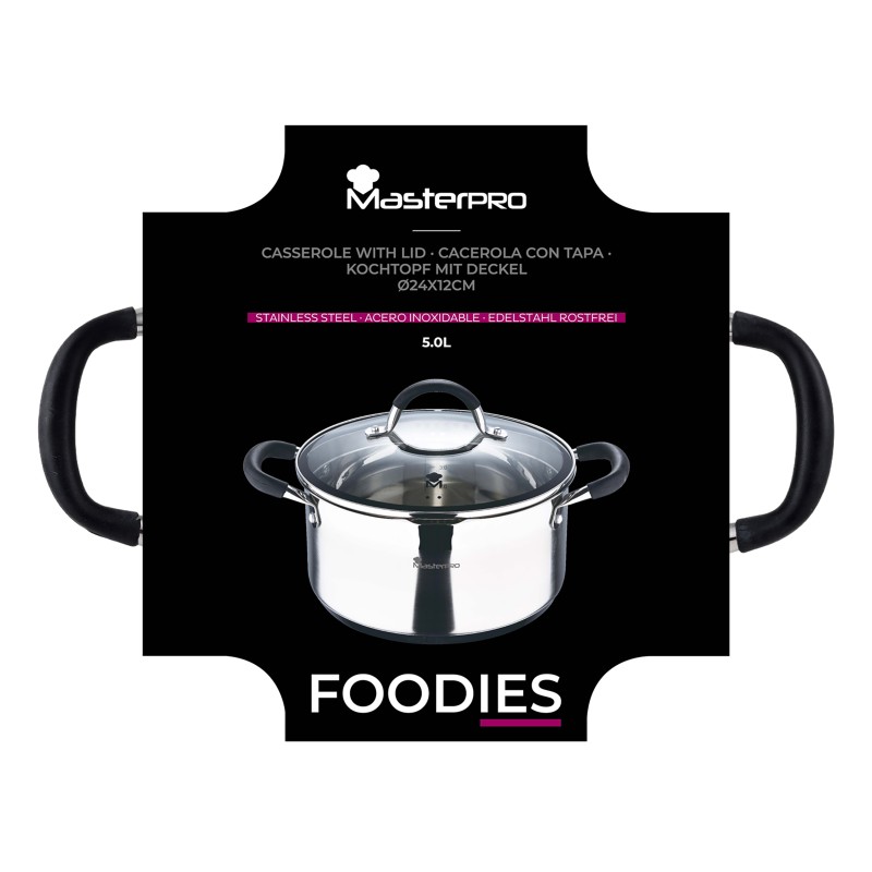 MASTERPRO Hrnec s poklicí nerez FOODIES 24 cm 5 litrů BGMP-1502-BK - thumb (5)