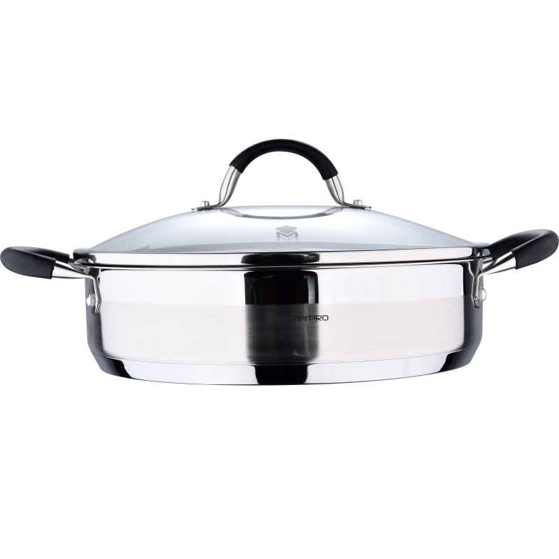 MASTERPRO Servírovací pánev s poklicí nerez FOODIES 28 cm 3,8 litru BGMP-1503-BK - thumb (4)