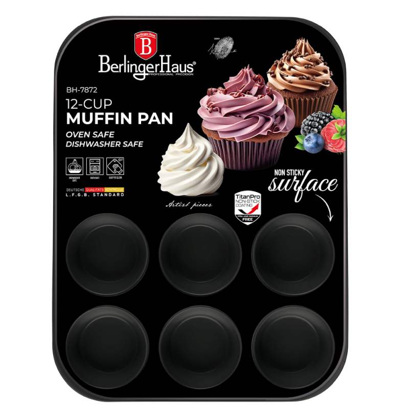 BERLINGERHAUS Forma na muffiny 12 ks s titanovým povrchem Carbon Pro Collection BH-7872