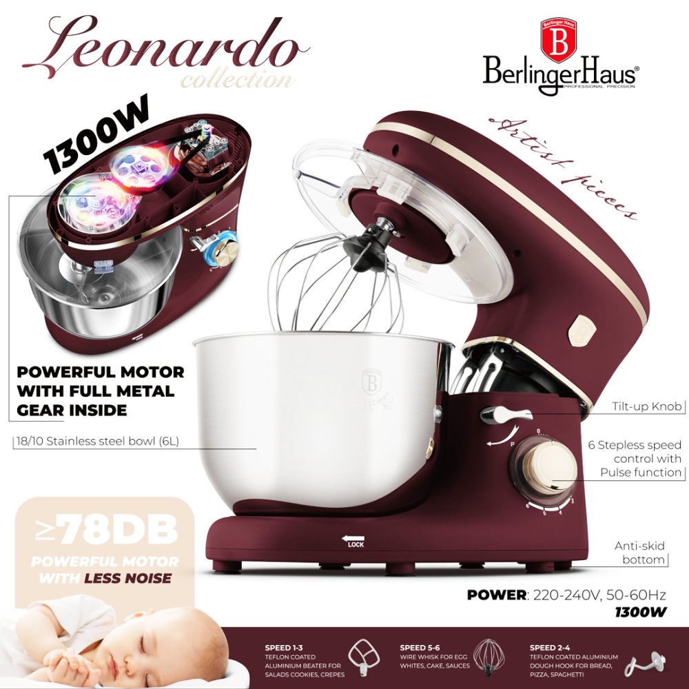 BERLINGERHAUS Kuchyňský robot 1300 W Leonardo Collection BH-9509