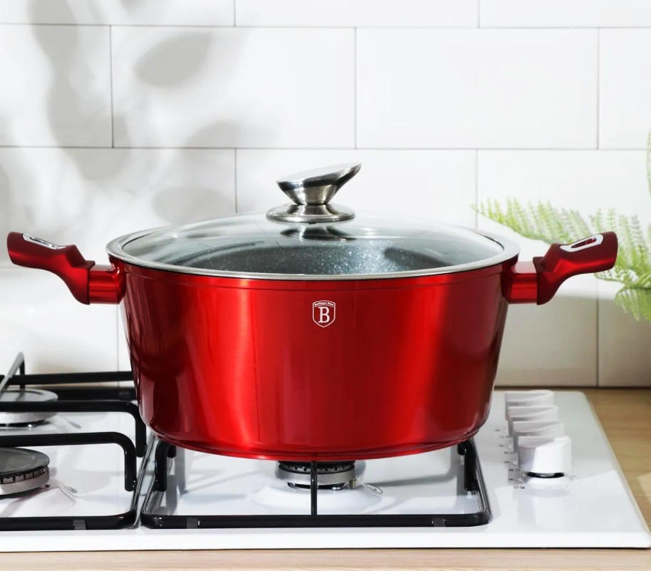 BERLINGERHAUS Sada nádobí s mramorovým povrchem 15 ks Burgundy Metallic Line BH-1226