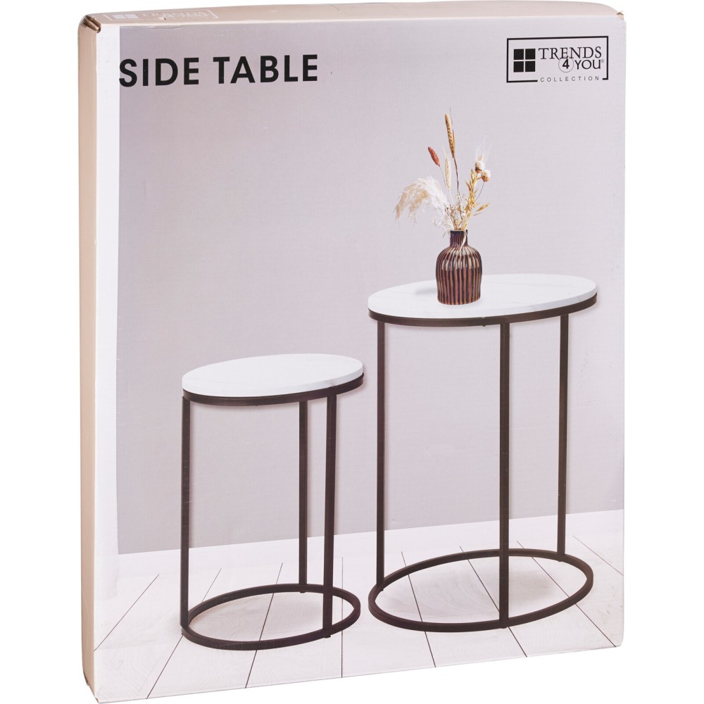 H & S COLLECTION Stolek odkládací kov/MDF bílá/černá KO-MB9000060