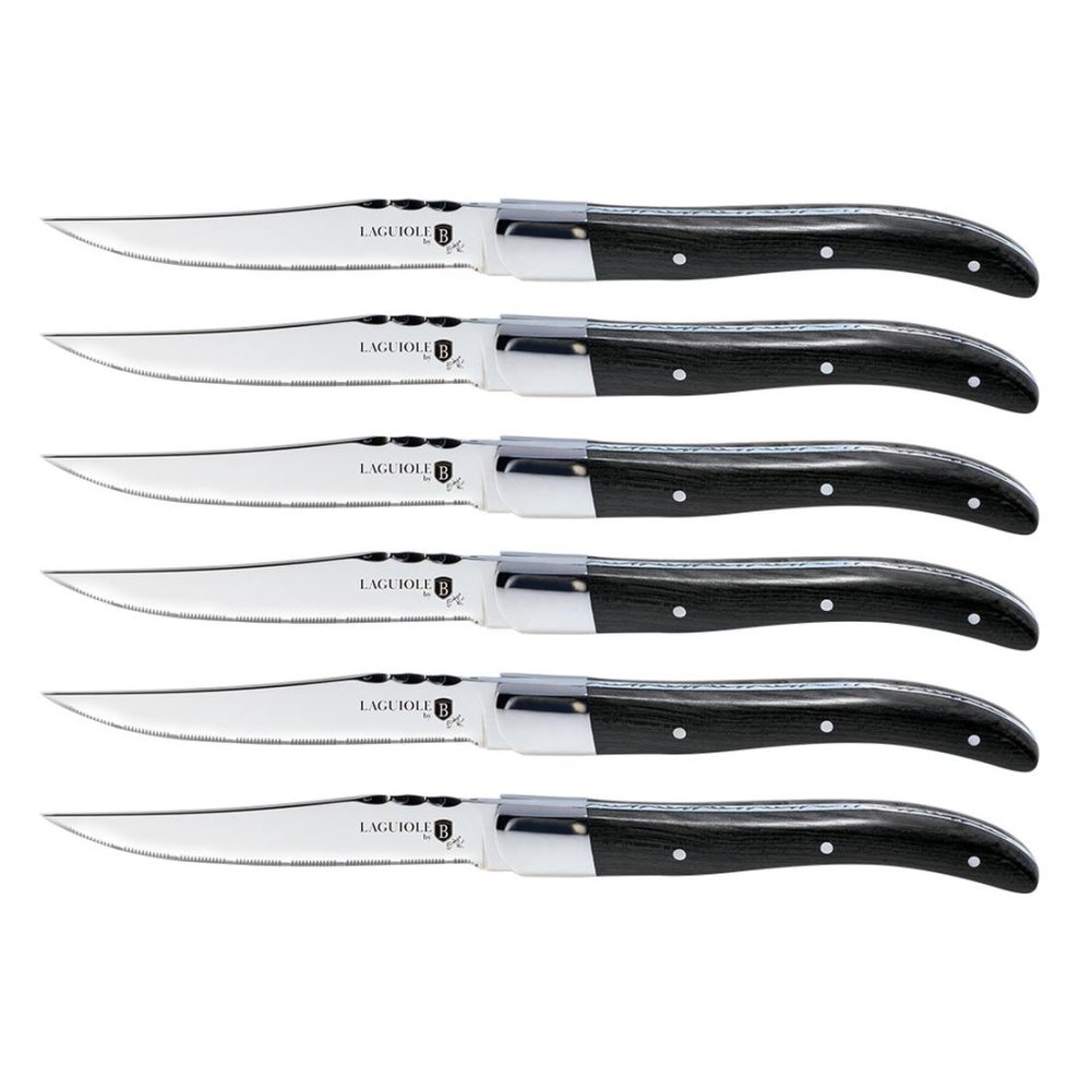BERLINGERHAUS Sada steakových nožů 6 ks černá rukojeť Laguiole Collection BH-2469