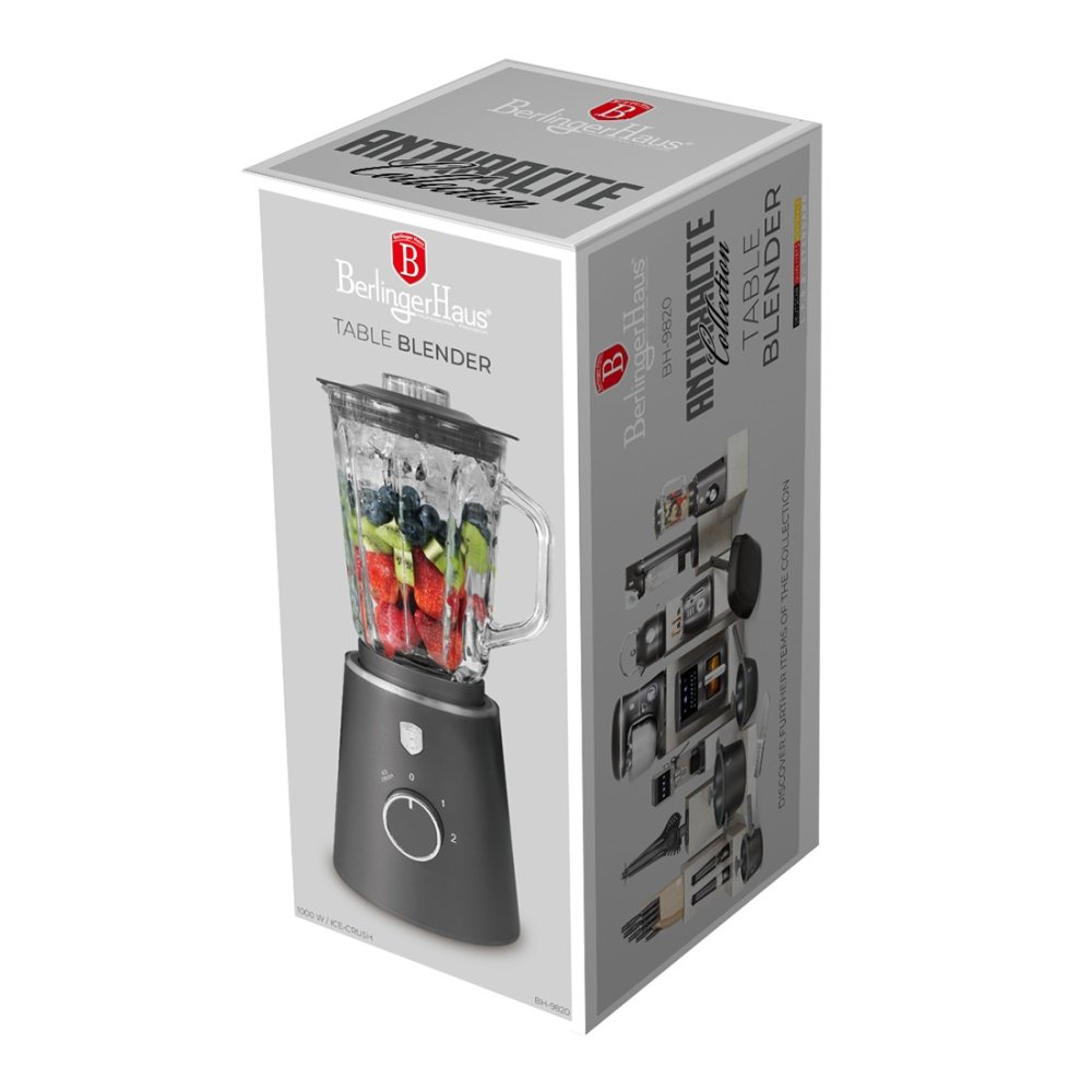 BERLINGERHAUS Stolní mixér 1000 W se skleněnou nádobou 1,5 l Antracit Collection BH-9820