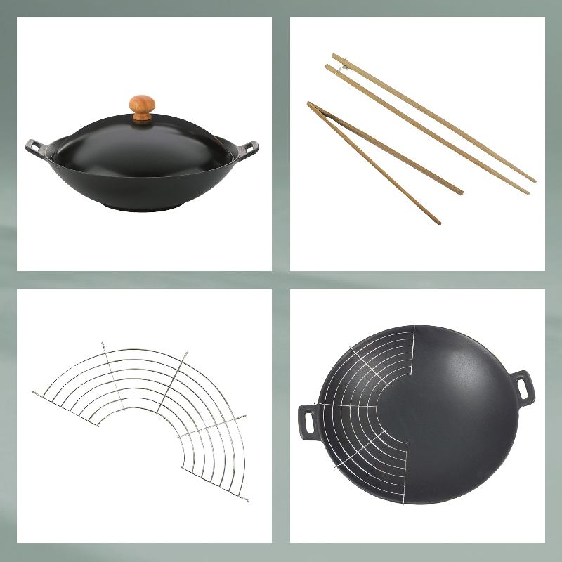 KELA Wok liatinový 36 cm s príslušenstvom sada 5 ks KL-77943