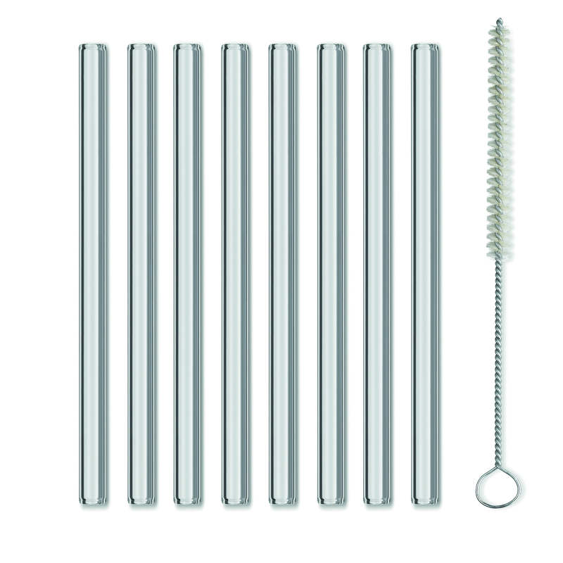 KELA Slamky sklenené s čistítkom GRACE 15 cm súprava 9 ks KL-12537