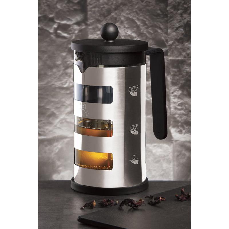 BERLINGERHAUS Kanvica na čaj a kávu french press 1 l Black Silver Collection BH-7807