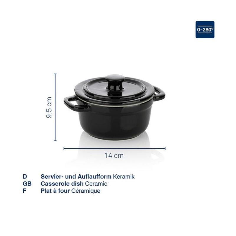 KELA Zapékací miska pekáček s poklicí MALIN 10 x 8 cm šedá KL-15290