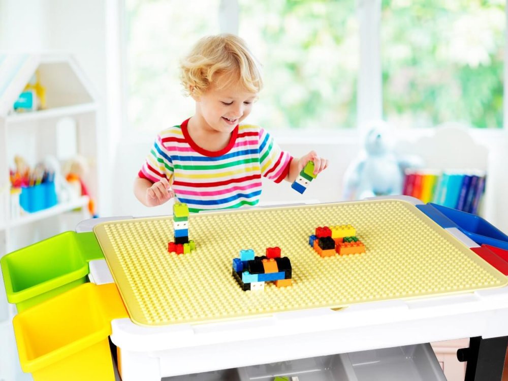 EDDY TOYS Dětský stůl na stavění včetně kostek sada 300 ks ED-226675