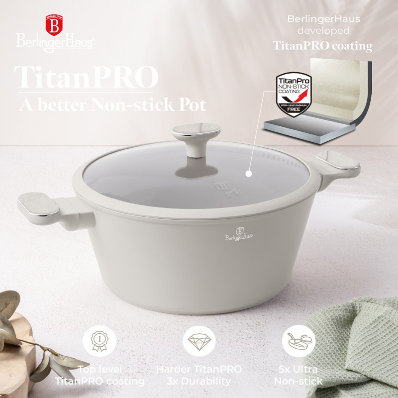 BERLINGERHAUS Sada nádobí s titanovým povrchem 10 ks Sahara Marble Collection BH-8400