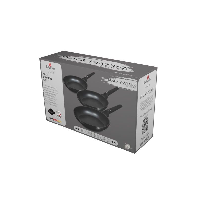 BERLINGERHAUS Sada pánví s titanovým povrchem 3 ks Black Vantage Collection BH-8230