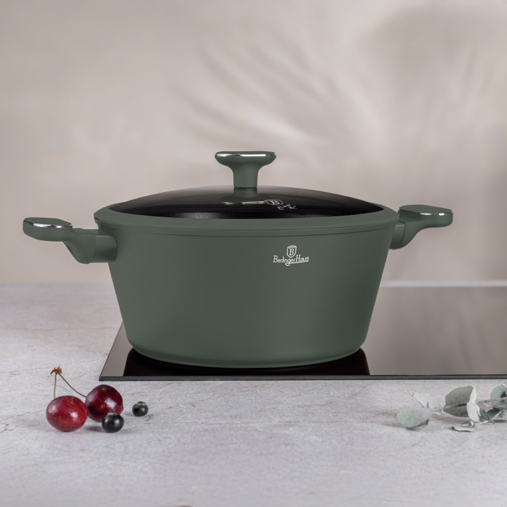 BERLINGERHAUS Sada nádobí s titanovým povrchem 10 ks Matte green Collection BH-8207