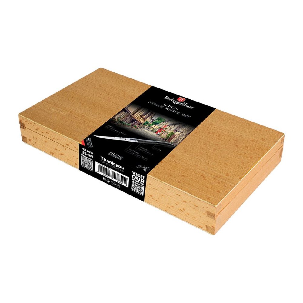 BERLINGERHAUS Sada steakových nožů 6 ks černá rukojeť Laguiole Collection BH-2469