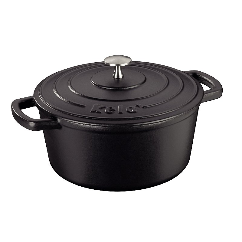 KELA Pekáč liatinový s pokrievkou CALIDO 24 cm čierna KL-12471