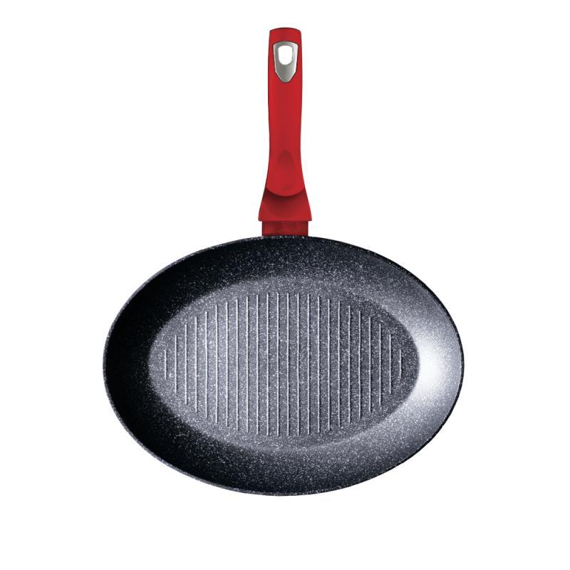 BERLINGERHAUS Pánev na ryby a steaky s mramorovým povrchem 35 cm Burgundy Metallic Line BH-7169