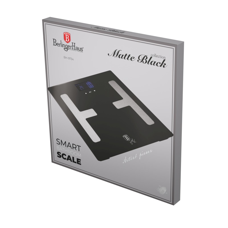 BERLINGERHAUS Osobní váha s měřením tuku, svalů a vody 180 kg Matte Black Collection BH-9734