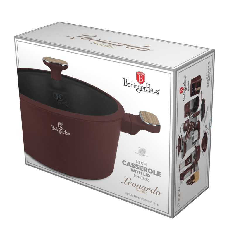 BERLINGERHAUS Kastrol s titanovým povrchem a poklicí 28 cm Leonardo Nordic Collection BH-8302
