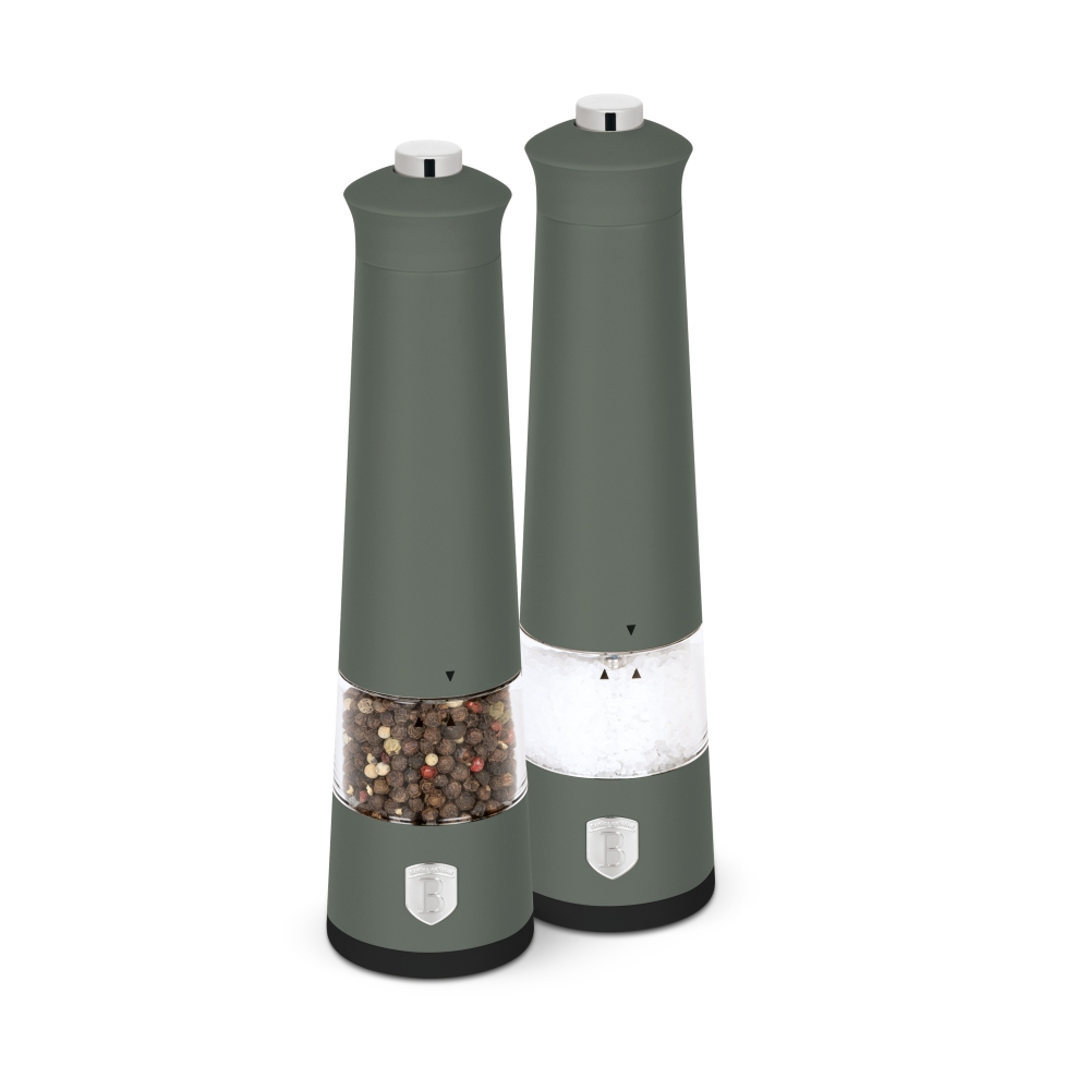 BERLINGERHAUS Mlýnek na pepř a sůl elektrický sada 2 ks Matte Green Collection BH-9885