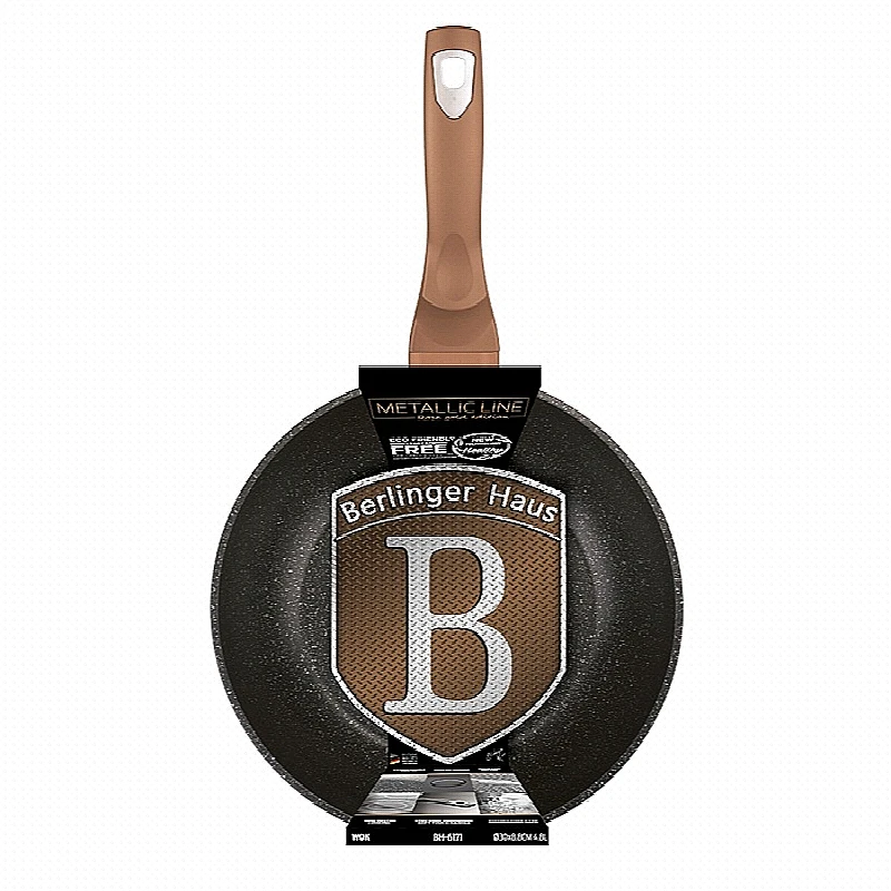 BERLINGERHAUS Wok s mramorovým povrchom 30 cm Rosegold Metallic Line BH-6171