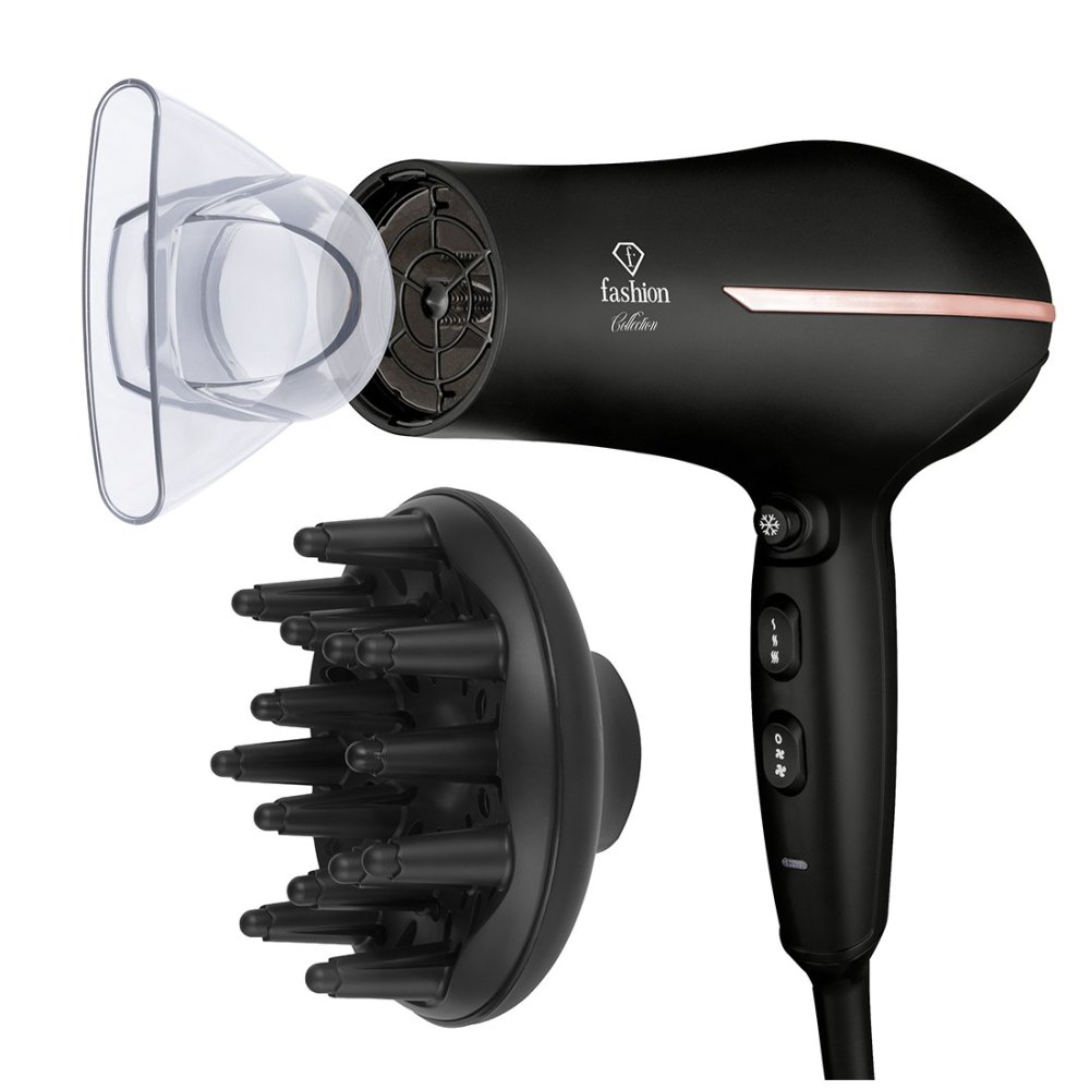 Fashion TV by BerlingerHaus Profesionální fén na vlasy s difuzérem a ionizátorem 2300W Black Rose Collection FTV-0144