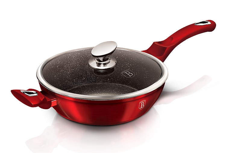 BERLINGERHAUS Panvica hlboká s mramorovým povrchom a pokrievkou 32 cm Burgundy Metallic Line BH-1261