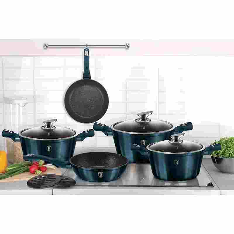 BERLINGERHAUS Sada nádobí s mramorovým povrchem 10 ks Aquamarine Metallic Line BH-1884 - thumb (2)