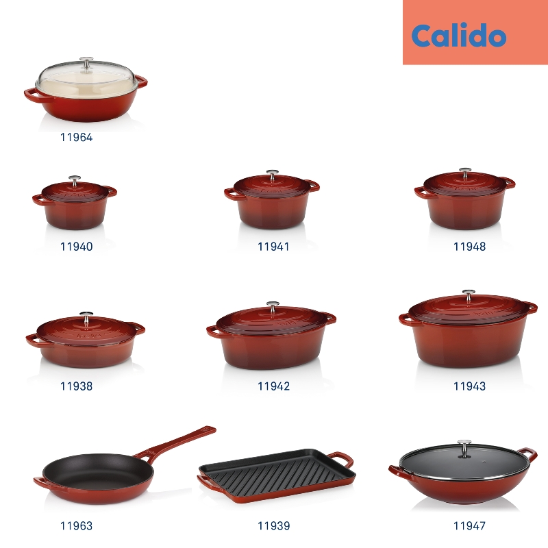 KELA Hluboká pánev litinová CALIDO 28 cm 3,8l červená KL-11964