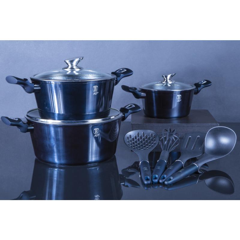 BERLINGERHAUS Sada nádobí s mramorovým povrchem 10 ks Aquamarine Metallic Line BH-6152