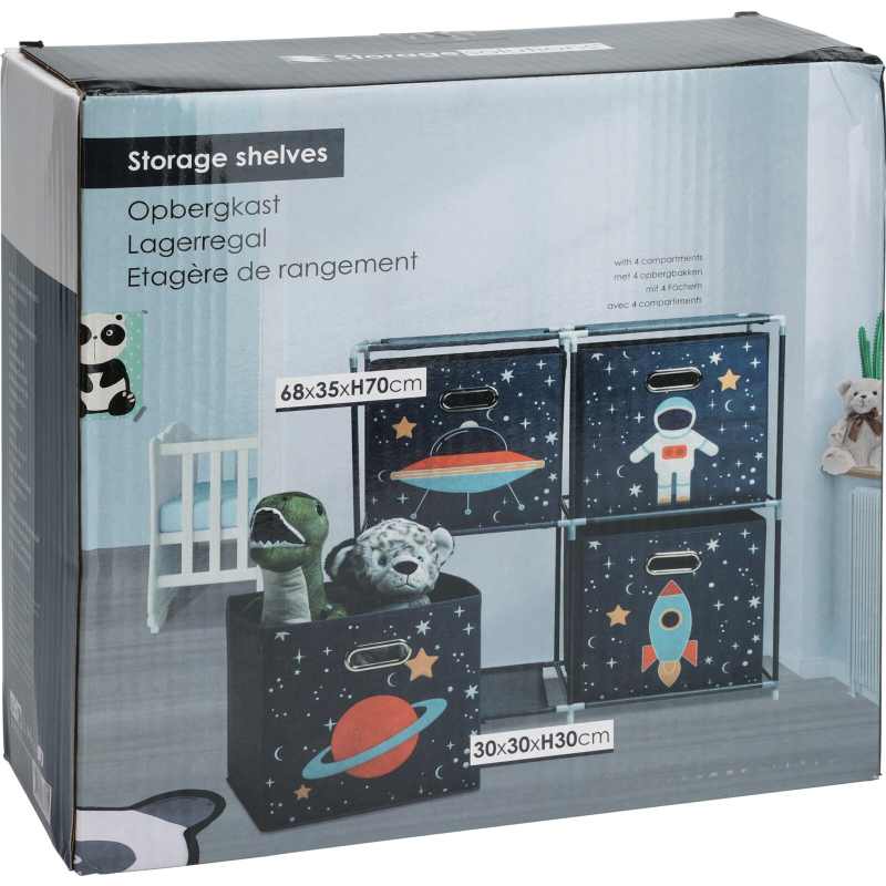 HOMESTYLING Skříňka se 4 boxy dětská vesmír KO-C80653180