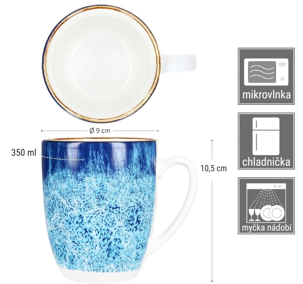 HIT Hrnek na kávu i čaj sada 6 ks porcelán 350 ml OCEAN HT-24324251 - thumb (5)