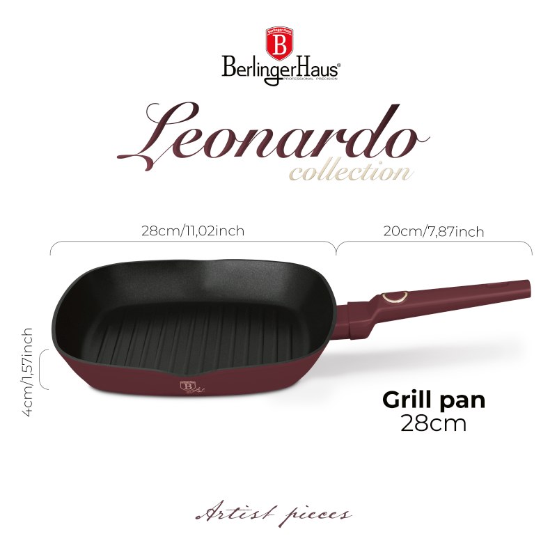 BERLINGERHAUS Pánev grilovací s titanovým povrchem 28 cm  Leonardo Collection BH-8036
