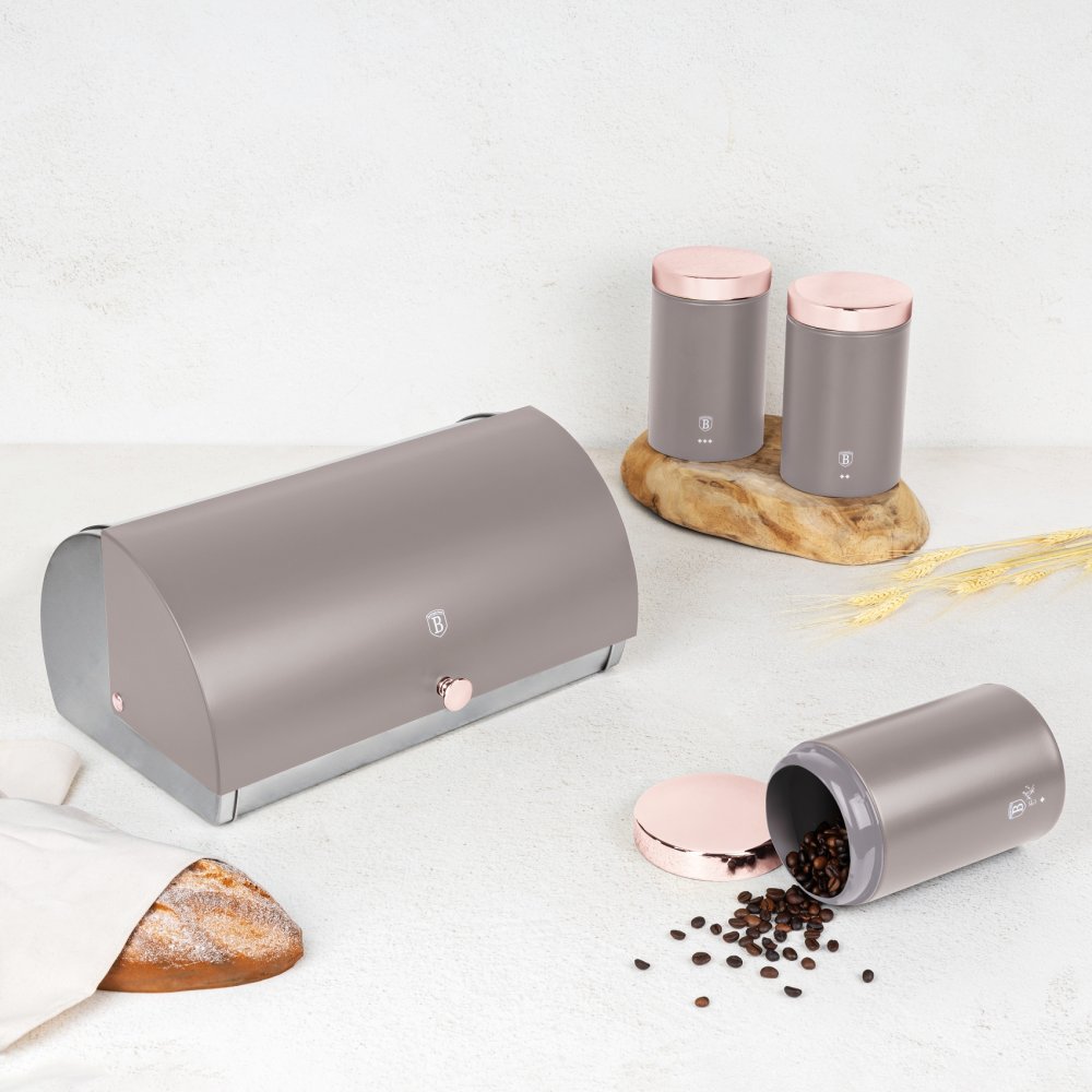 BERLINGERHAUS Chlebník a sada dóz na potraviny 4 ks Taupe Collection BH-6834