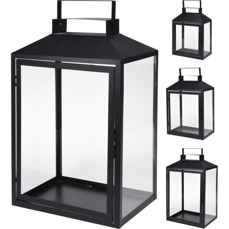HOMESTYLING Lucerna kovová sada 3 ks sklo 44+35+28cm KO-HZ1952000