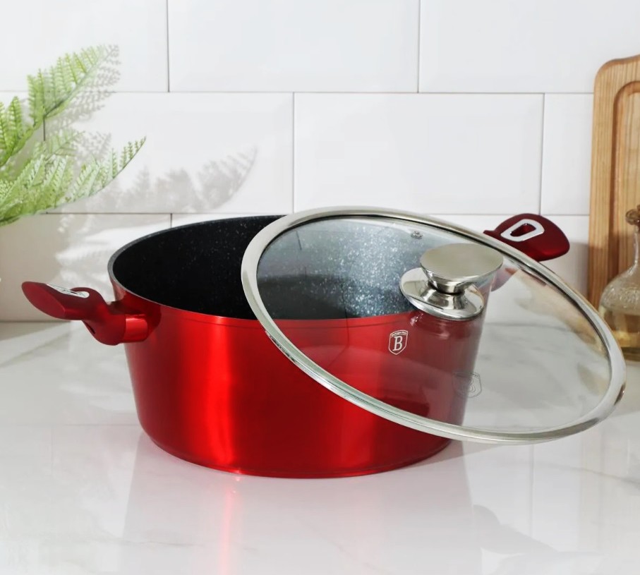 BERLINGERHAUS Sada nádobí s mramorovým povrchem 15 ks Burgundy Metallic Line BH-1226