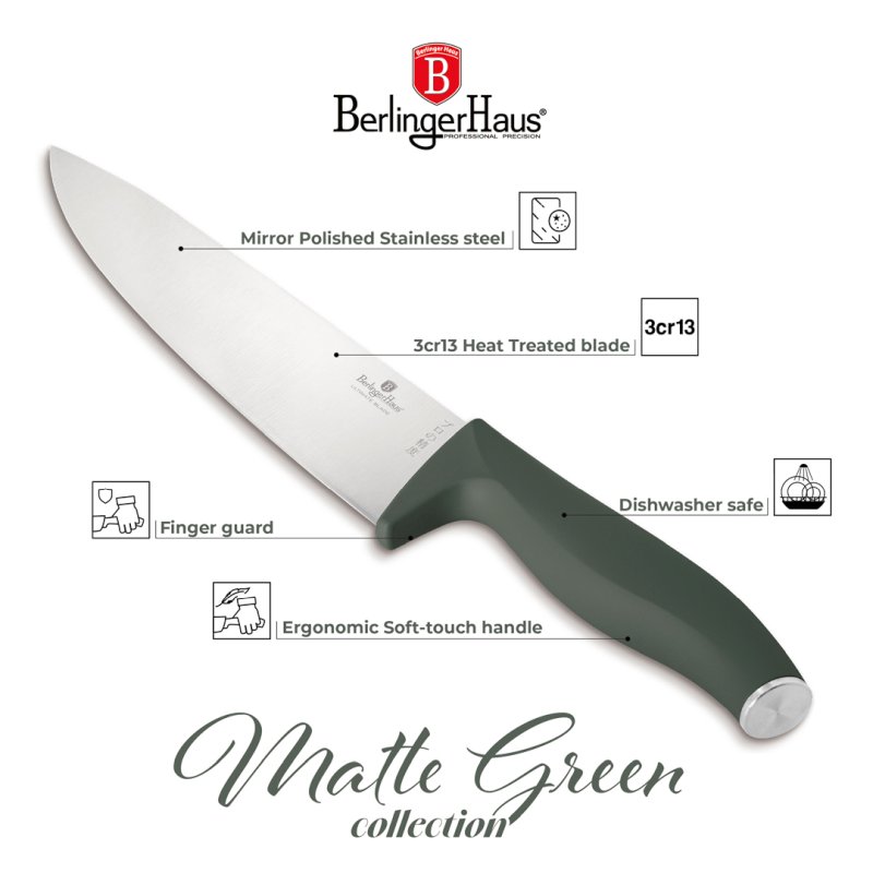 BERLINGERHAUS Sada nožů nerez 6 ks Matte Green Collection BH-3138