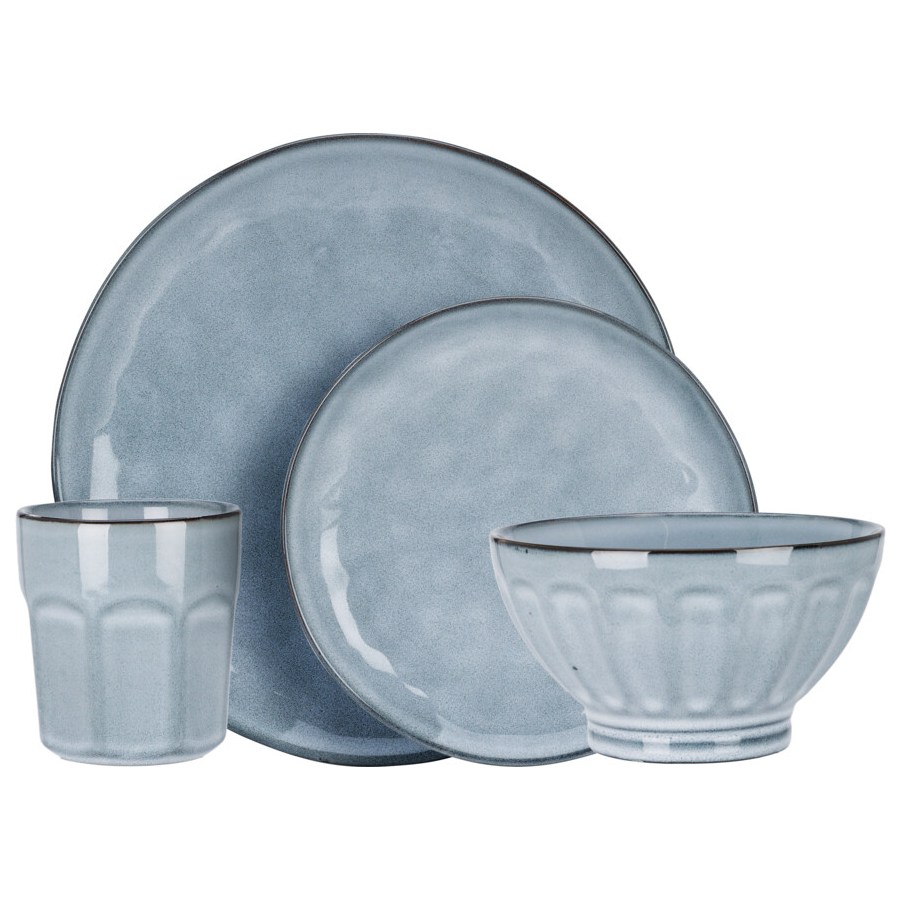 SIAKI Jídelní sada 16 ks kamenina modrá KO-Q97001410